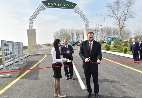 President Ilham Aliyev attends opening of Mollaisalar-Valiushagh?-Mollaahmadli-Sarkarlar highway in Barda